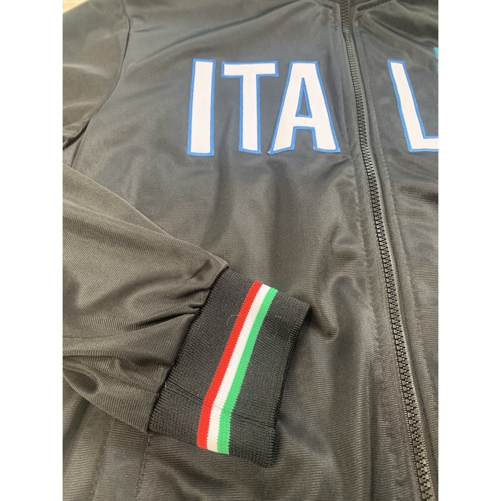 Italia Mens L Black Soccer Track Jacket Italy Crest Full Zip Warm Up NWOT Retro - Picture 2 of 13